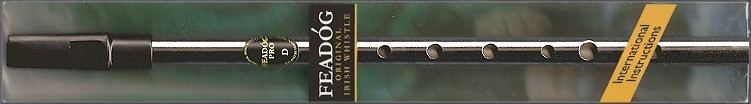 Tin Whistle Feadog Brass D Irish Whistle, Green Top - PRESENTATION